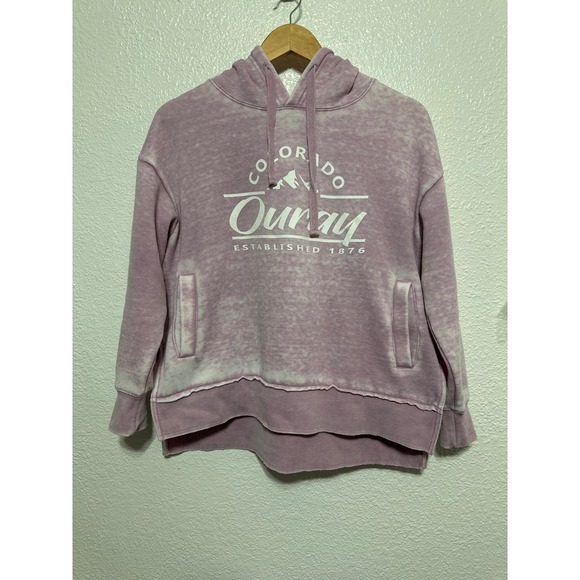 Leo Rosi Tops - Ouray Colorado Graphic Distressed Pullover Hoodie Sweatshirt Women's Small